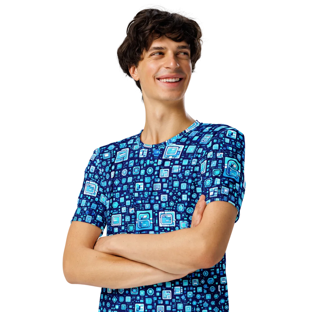 Sapphire Signal on Men's Crew Neck T-Shirt — Left Front
