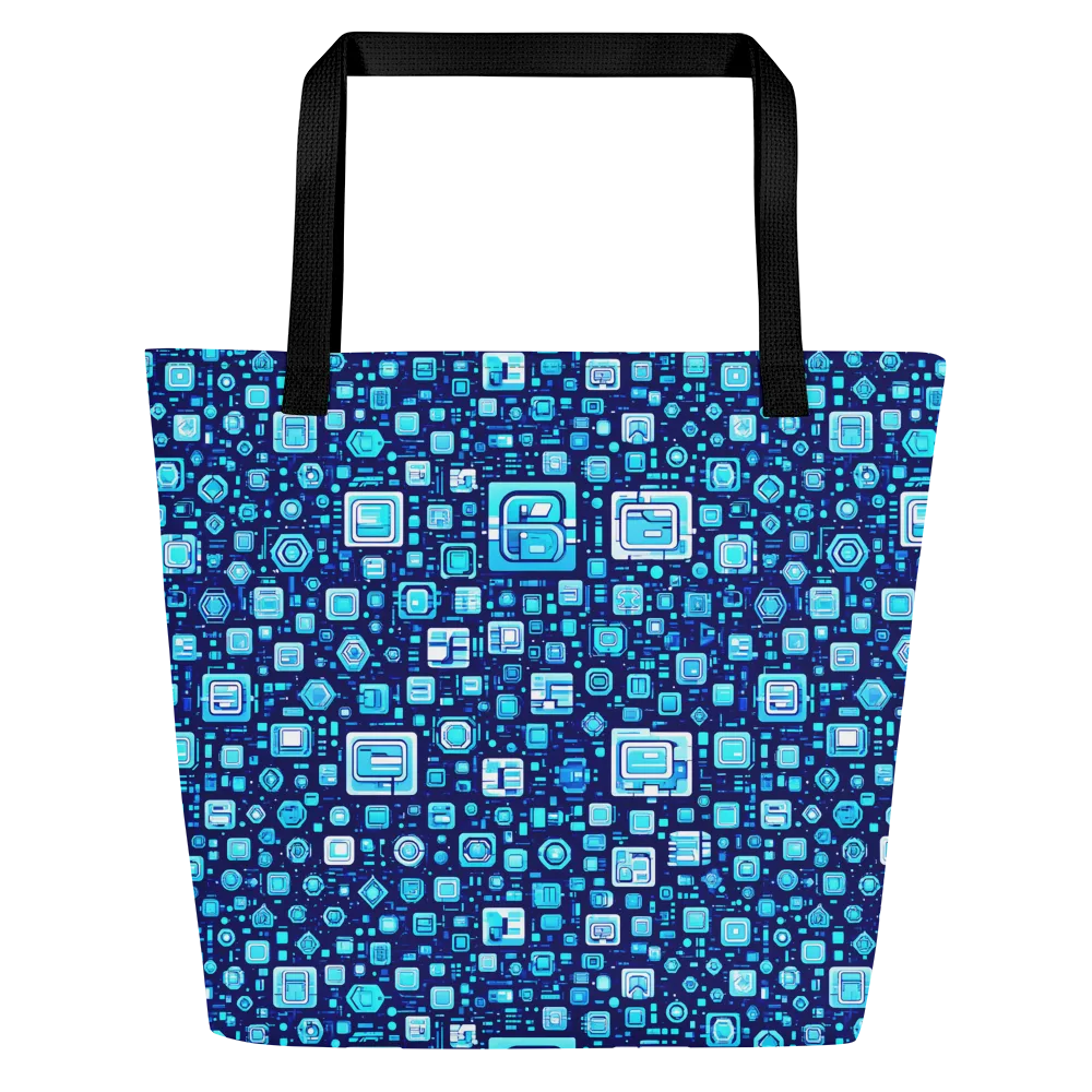 Sapphire Signal on Large Tote Bag W/ Pocket — Front
