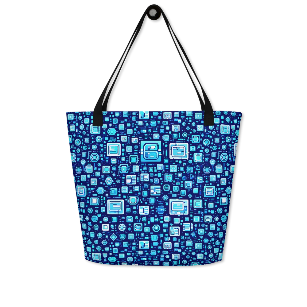 Sapphire Signal on Large Tote Bag W/ Pocket — Front