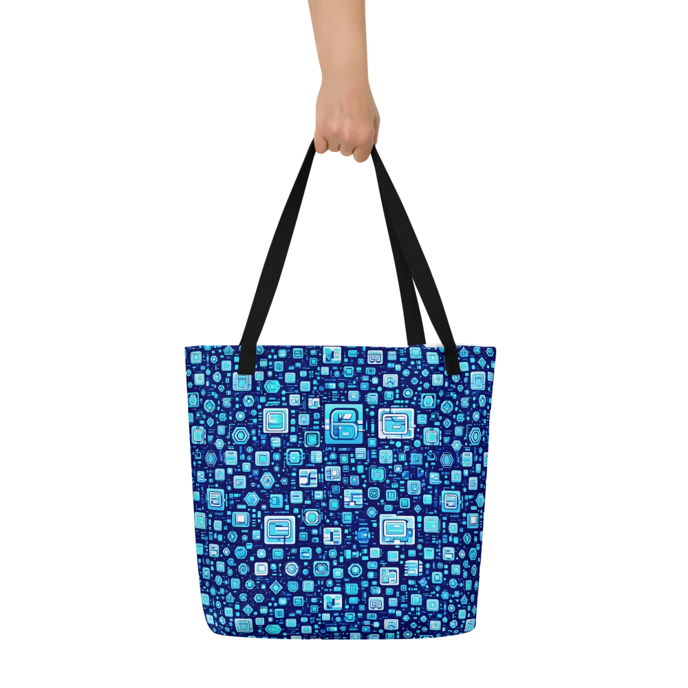 Sapphire Signal on Large Tote Bag W/ Pocket — Front