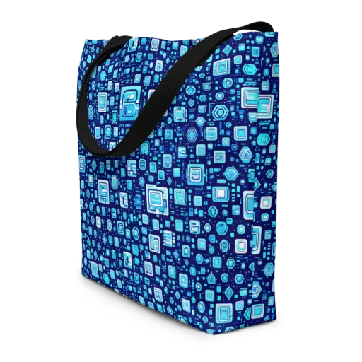Sapphire Signal on a Large Tote Bag W/ Pocket