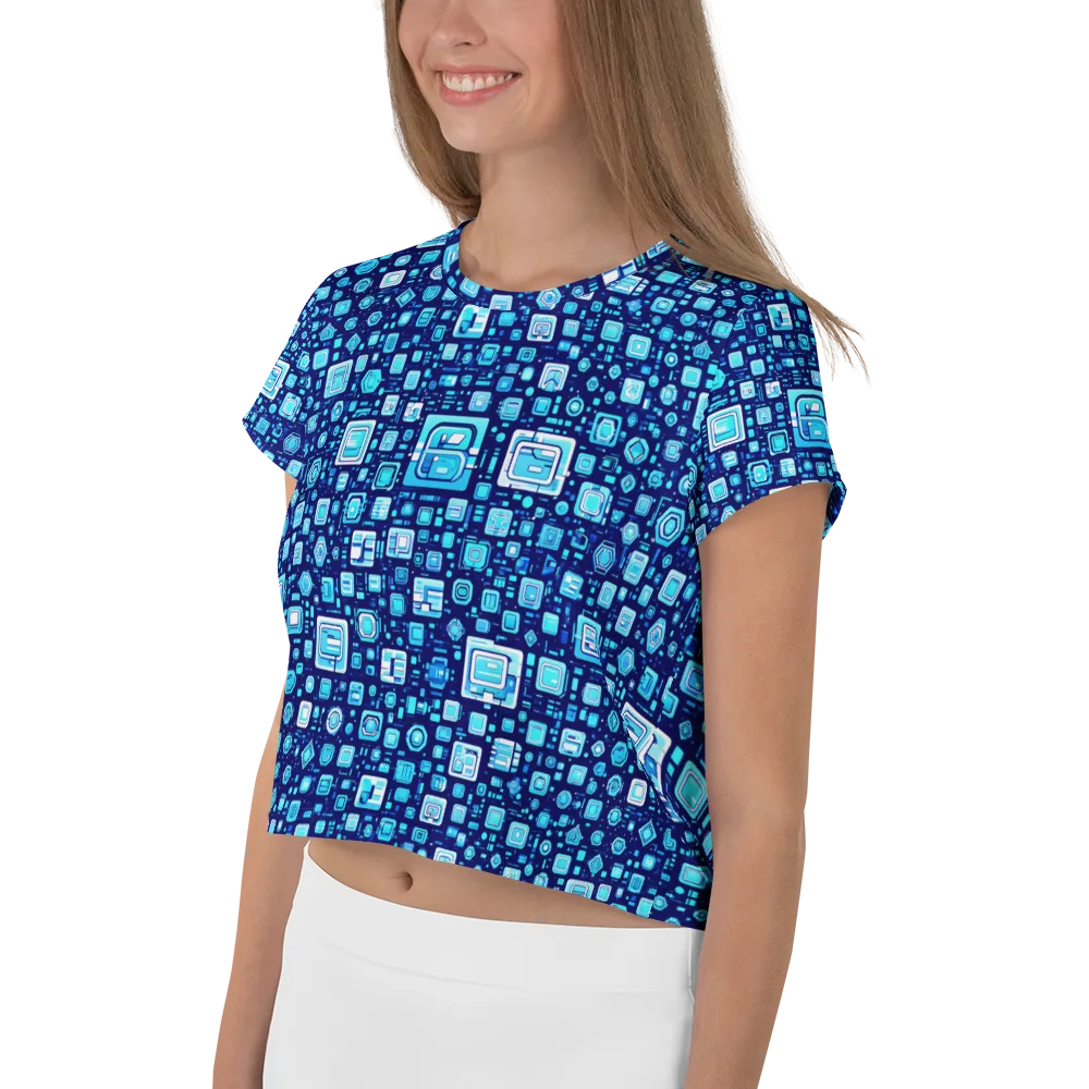 Sapphire Signal on Crop Tee — Left
