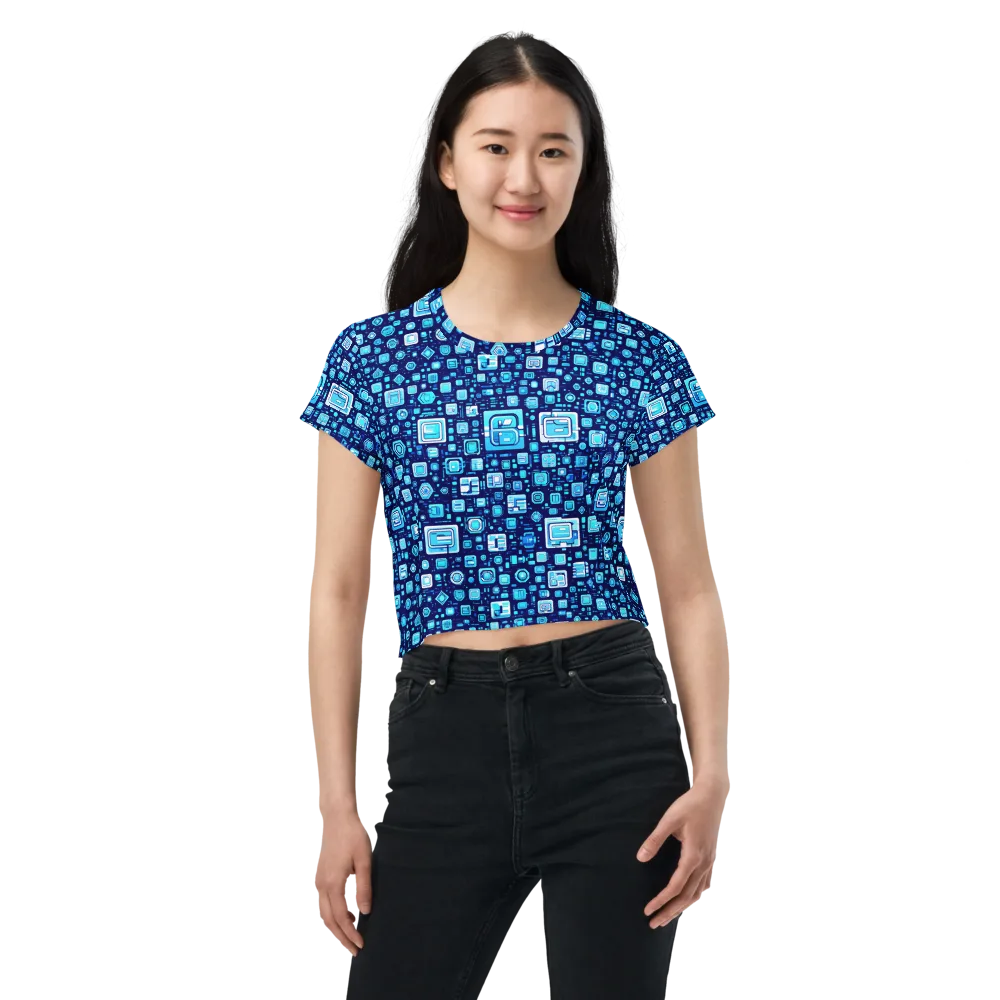 Sapphire Signal on Crop Tee — Front
