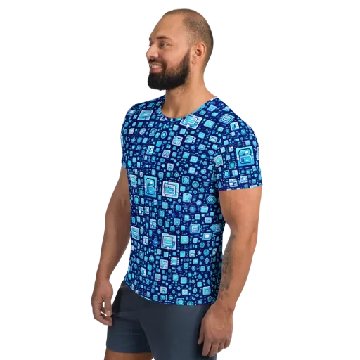 Sapphire Signal on a Men's Athletic T-Shirt