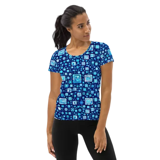 Sapphire Signal on a Women's Athletic T-Shirt