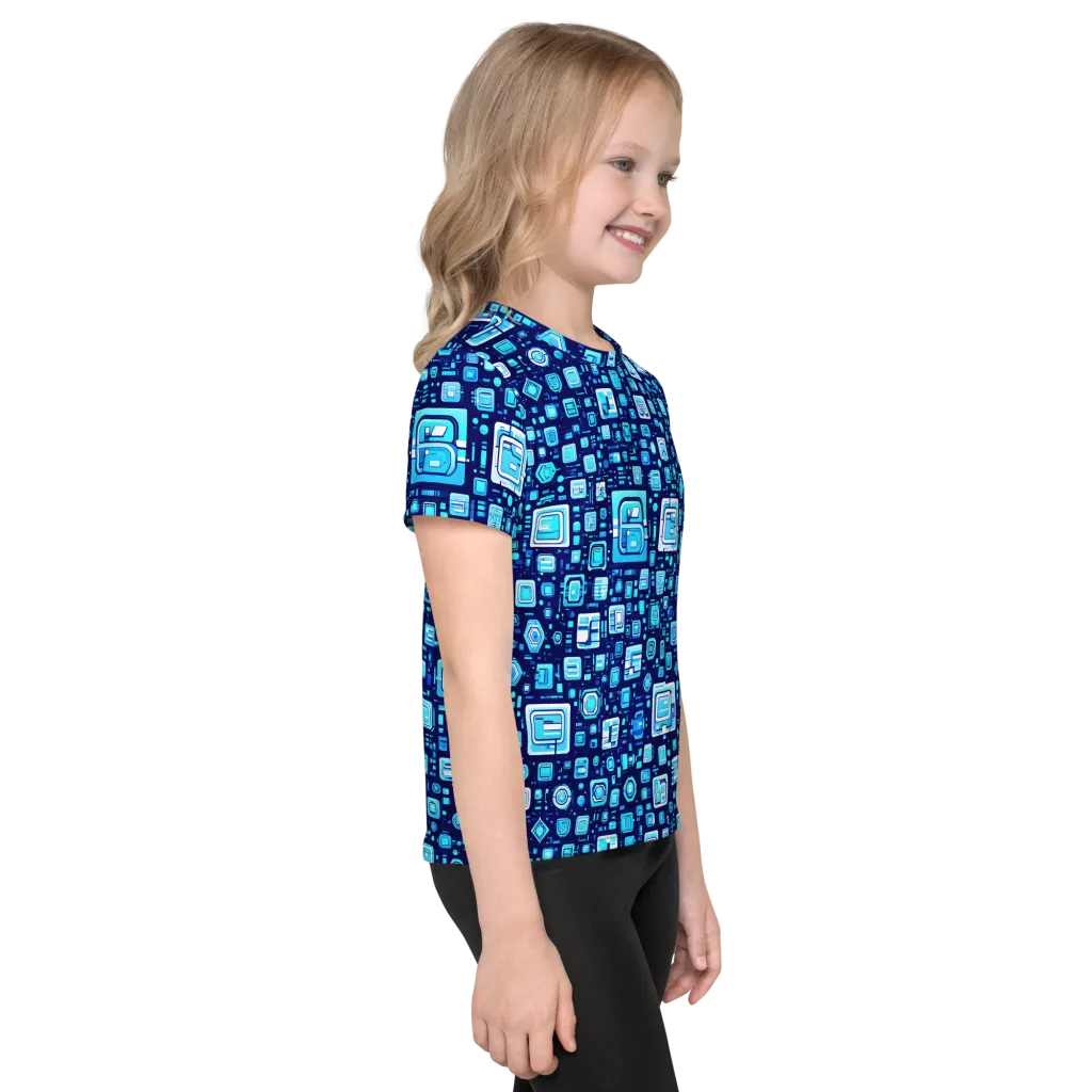Sapphire Signal on Kids Crew Neck T-Shirt — Right