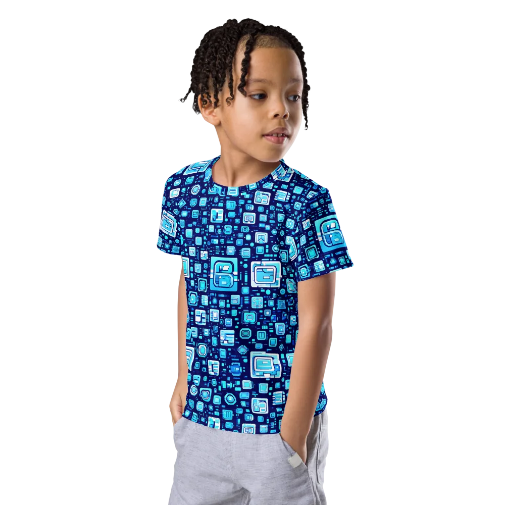 Sapphire Signal on Kids Crew Neck T-Shirt — Left Front