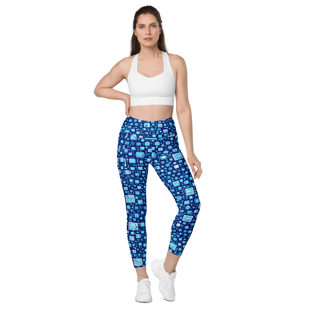 Sapphire Signal on Leggings with Pockets — Front