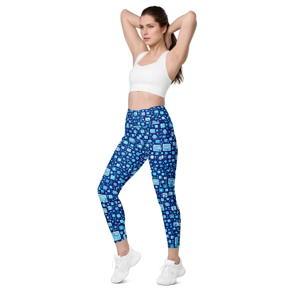 Sapphire Signal on Leggings with Pockets — Left Front