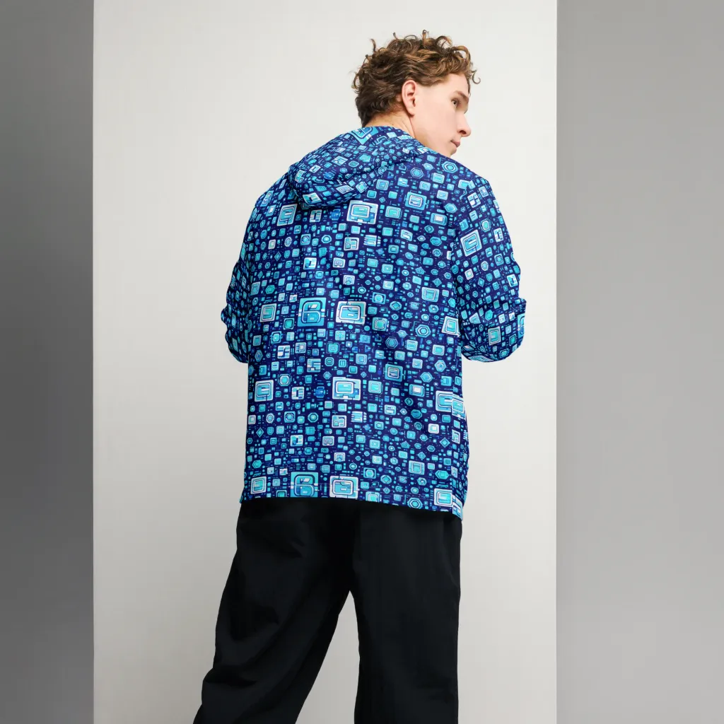 Sapphire Signal on Men's Windbreaker — Back