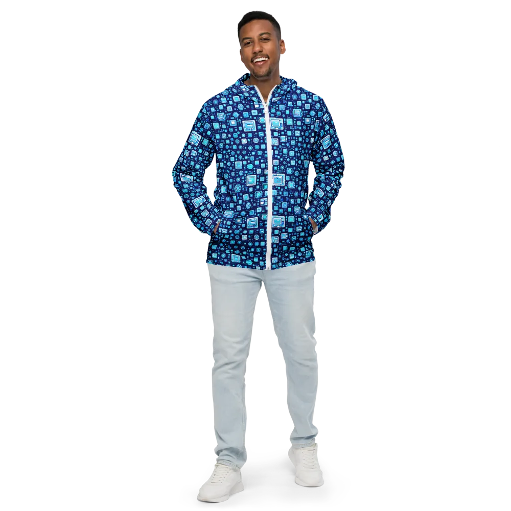 Sapphire Signal on Men's Windbreaker — Front