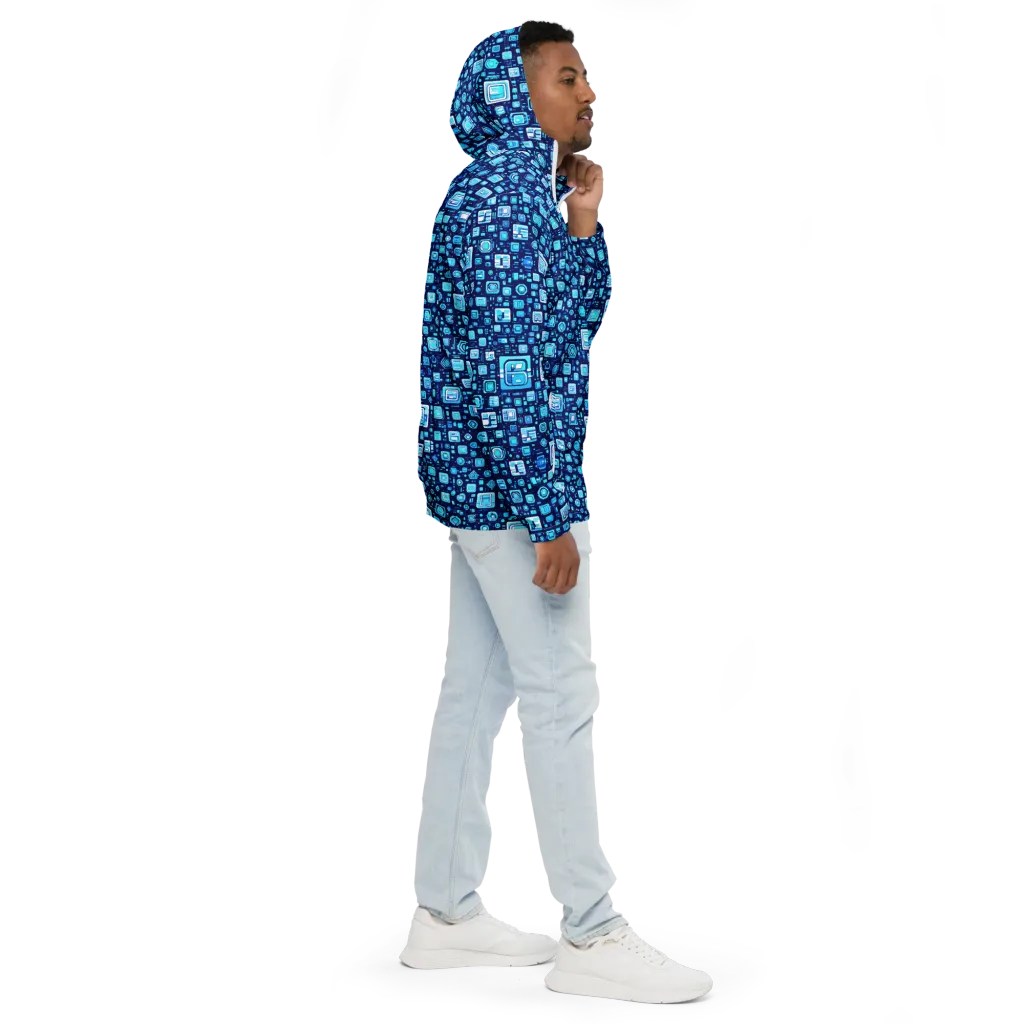 Sapphire Signal on Men's Windbreaker — Right