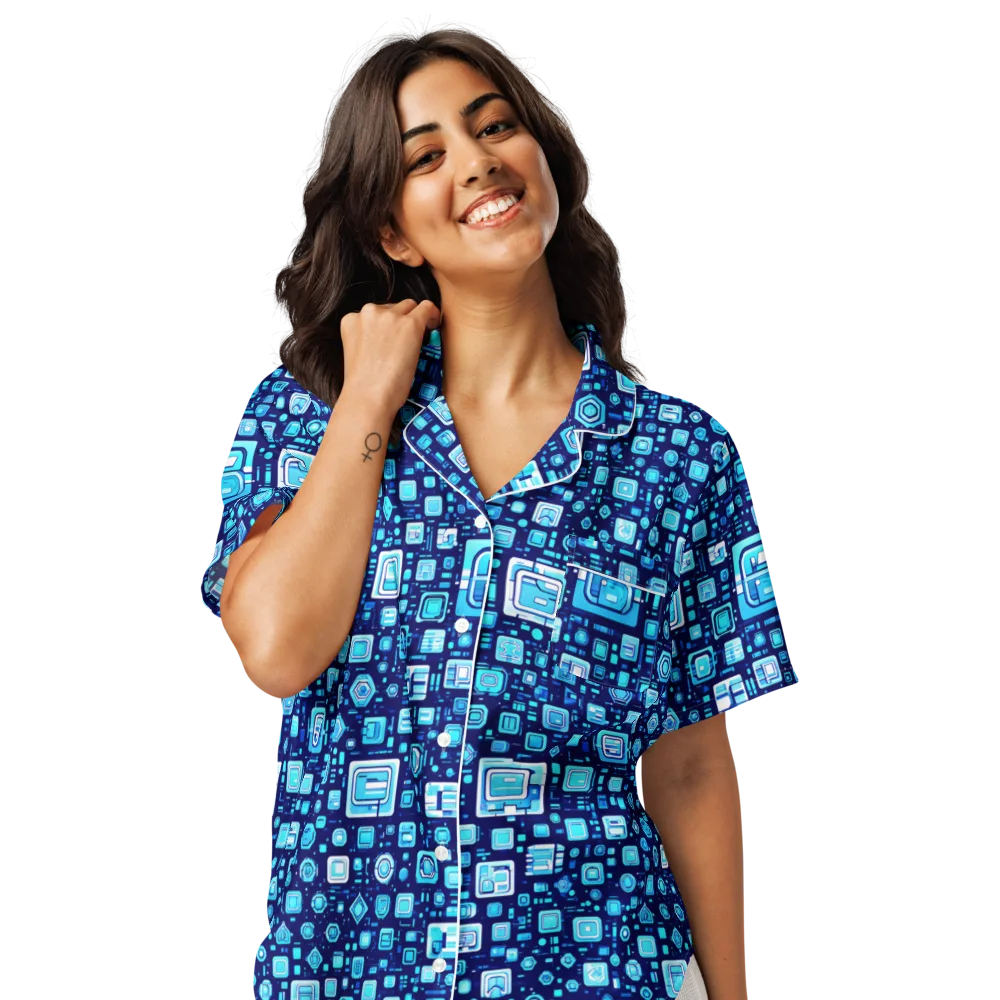 Sapphire Signal on Women's Short Sleeve Pajama Top — Front