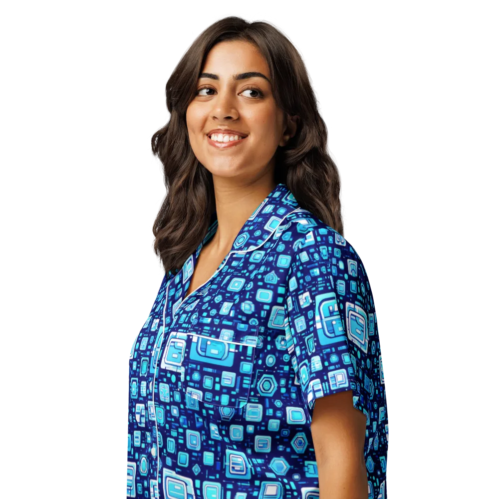 Sapphire Signal on Women's Short Sleeve Pajama Top — Left Front