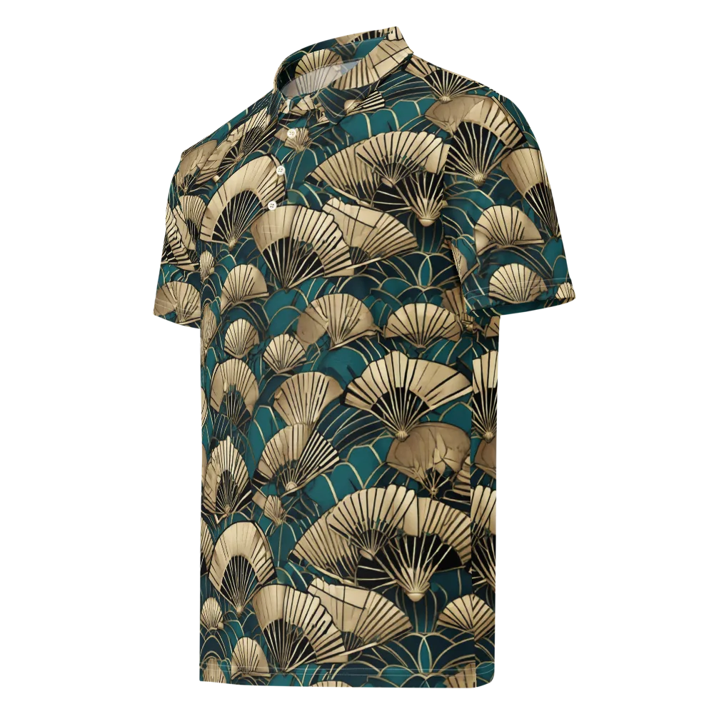 Gilded Fan Dance on Men's Slim Fit Polo Shirt — Left Front