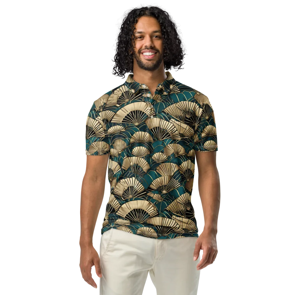 Gilded Fan Dance on Men's Slim Fit Polo Shirt — Front