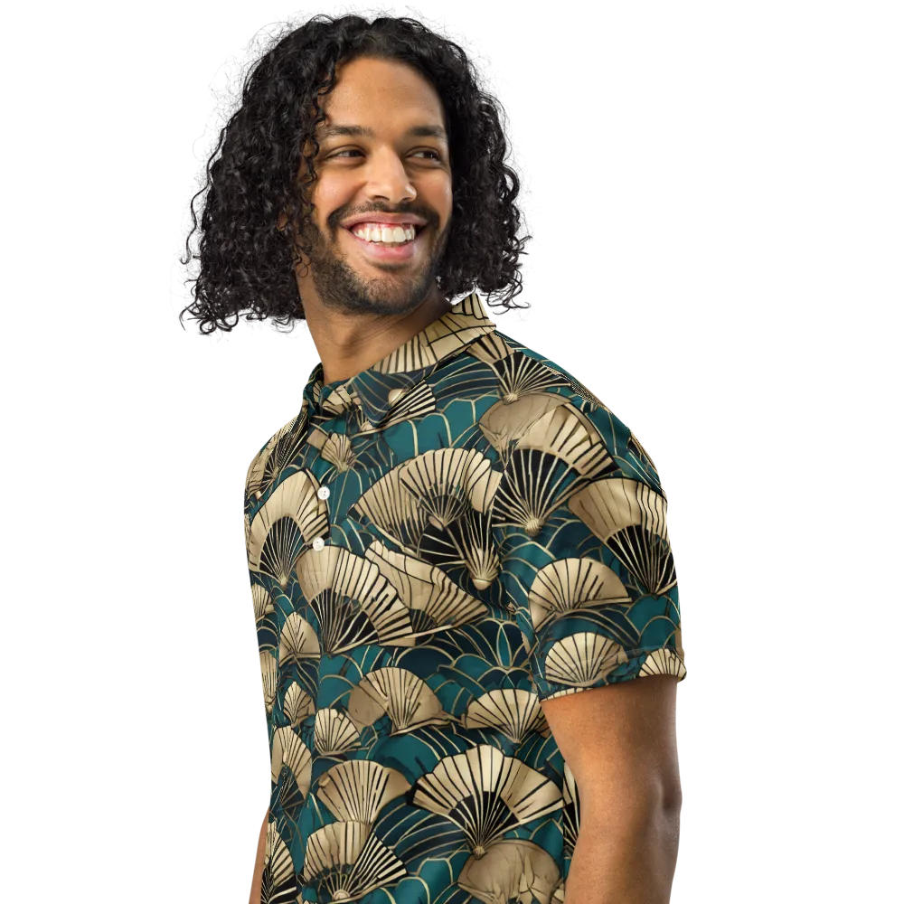 Gilded Fan Dance on Men's Slim Fit Polo Shirt — Left Front