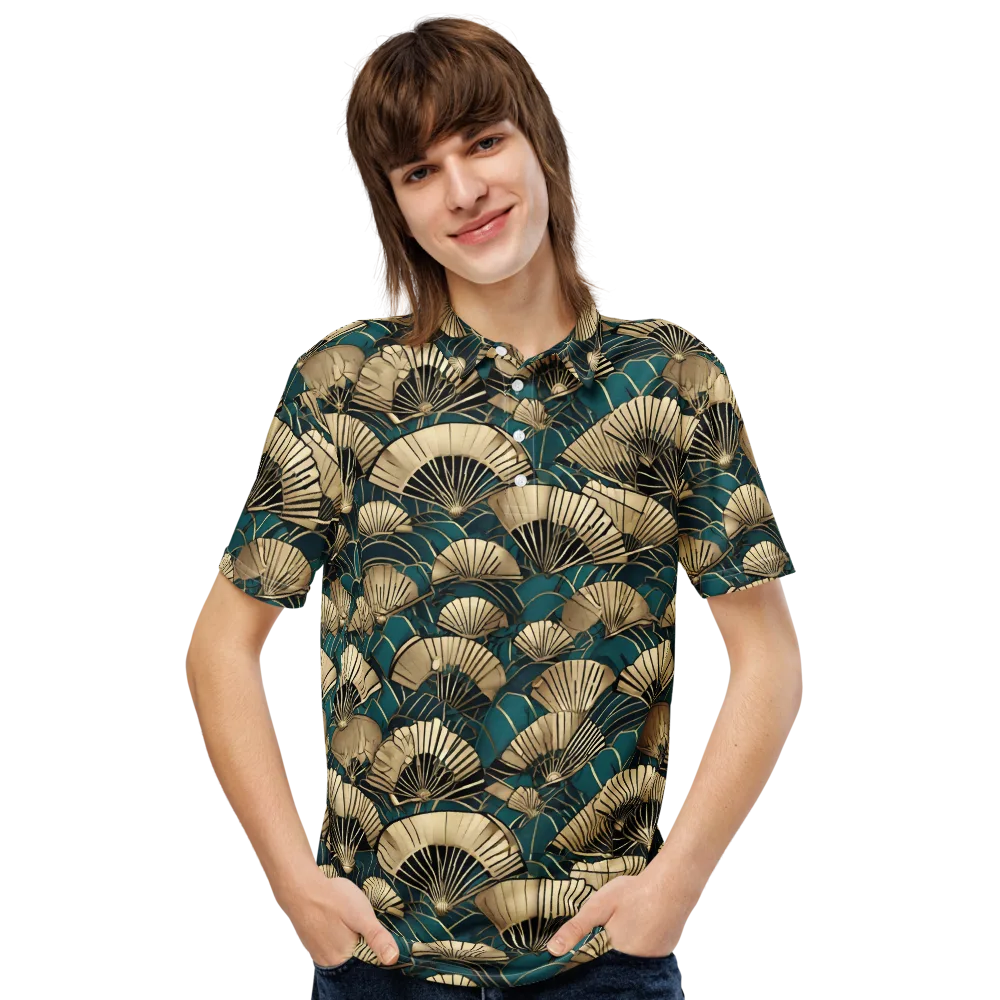 Gilded Fan Dance on Men's Slim Fit Polo Shirt — Front