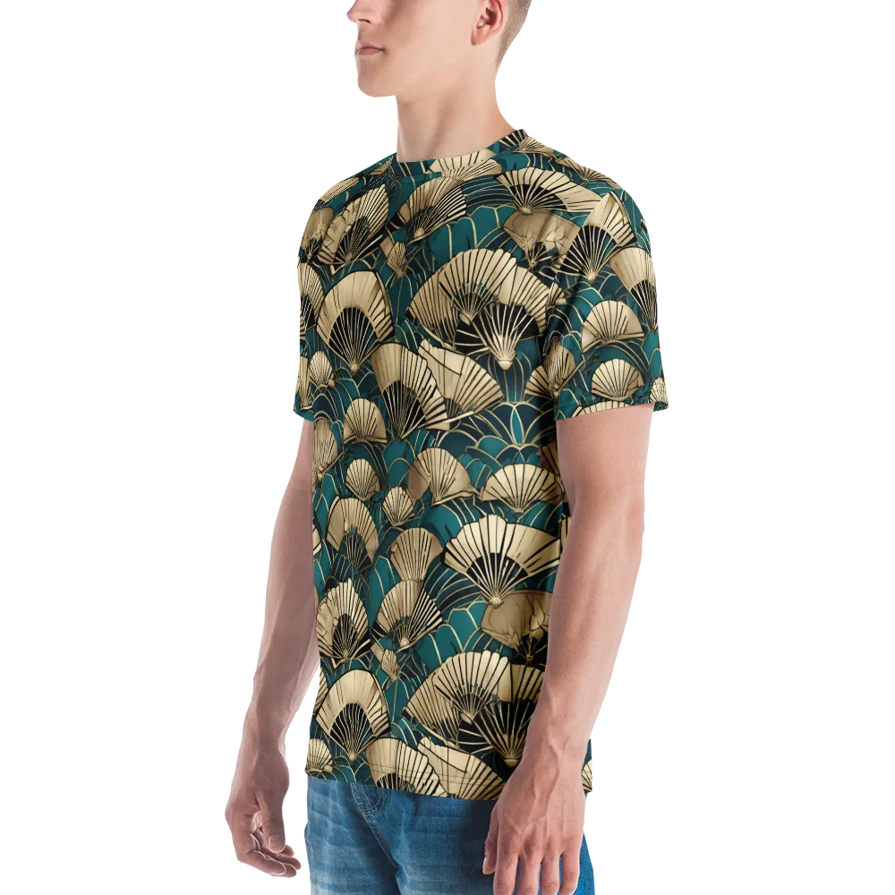 Gilded Fan Dance on Men's Crew Neck T-Shirt — Left