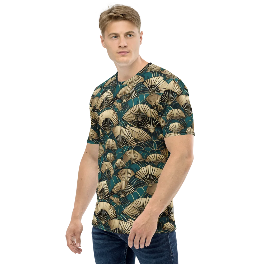Gilded Fan Dance on Men's Crew Neck T-Shirt — Left