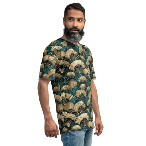 Gilded Fan Dance on a Men's Crew Neck T-Shirt