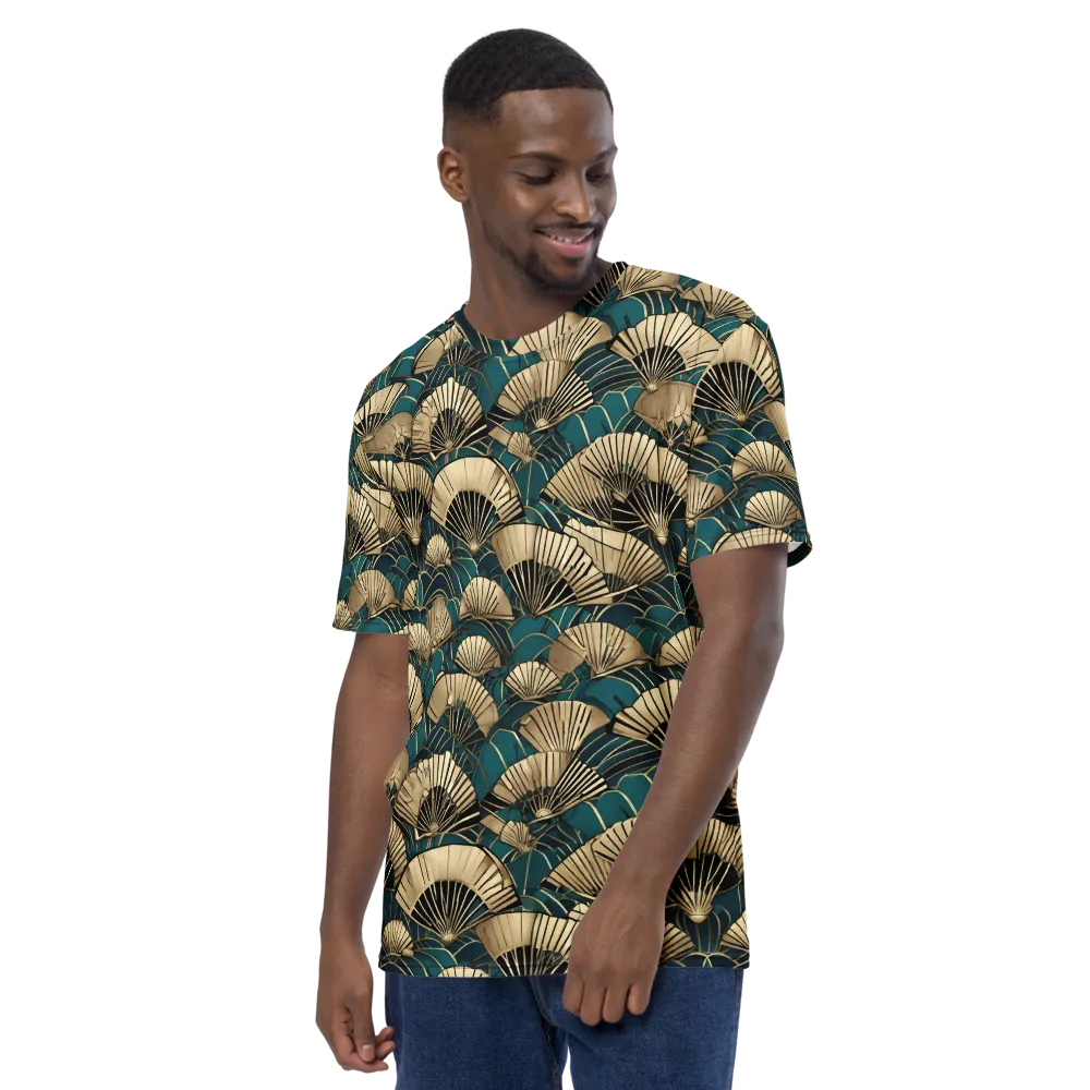 Gilded Fan Dance on Men's Crew Neck T-Shirt — Left