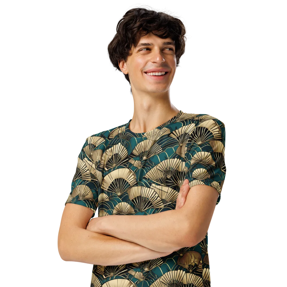 Gilded Fan Dance on Men's Crew Neck T-Shirt — Left Front