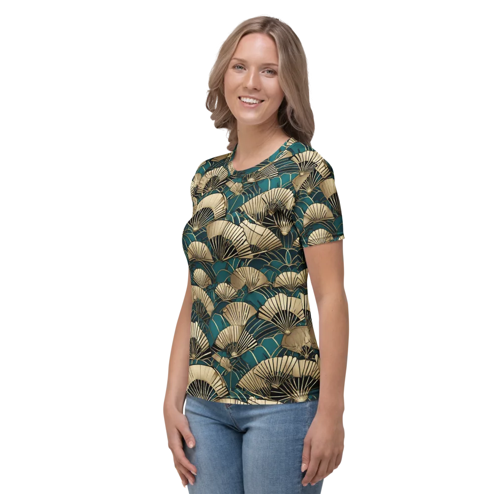 Gilded Fan Dance on Women's Crew Neck T-Shirt — Left