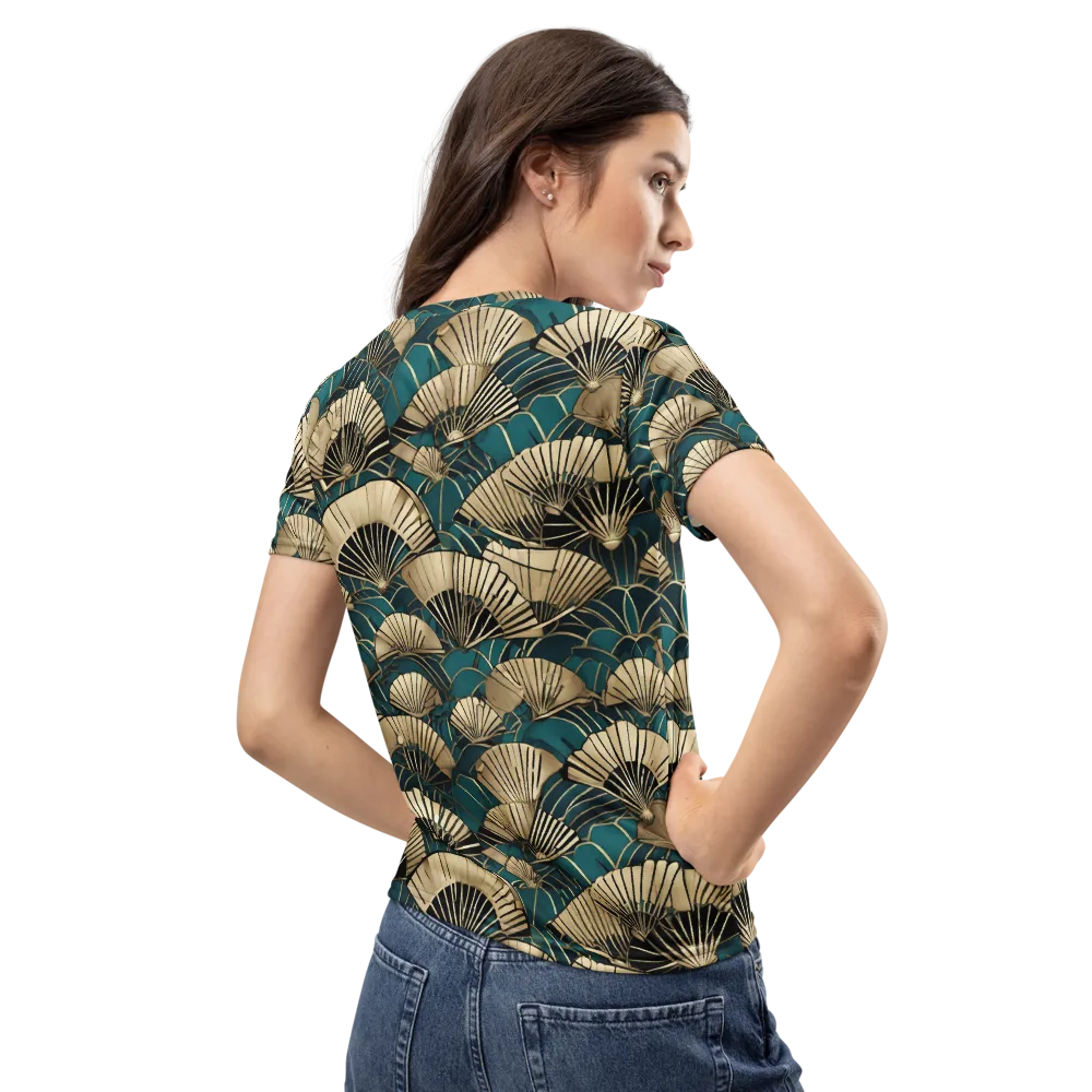 Gilded Fan Dance on Women's Crew Neck T-Shirt — Back