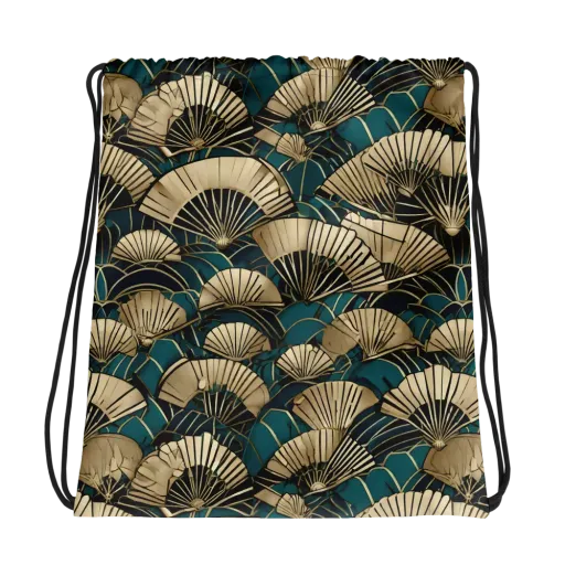 Gilded Fan Dance on a Drawstring Bag