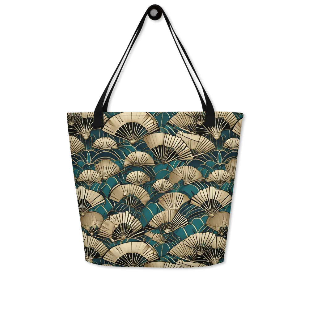 Gilded Fan Dance on Large Tote Bag W/ Pocket — Front
