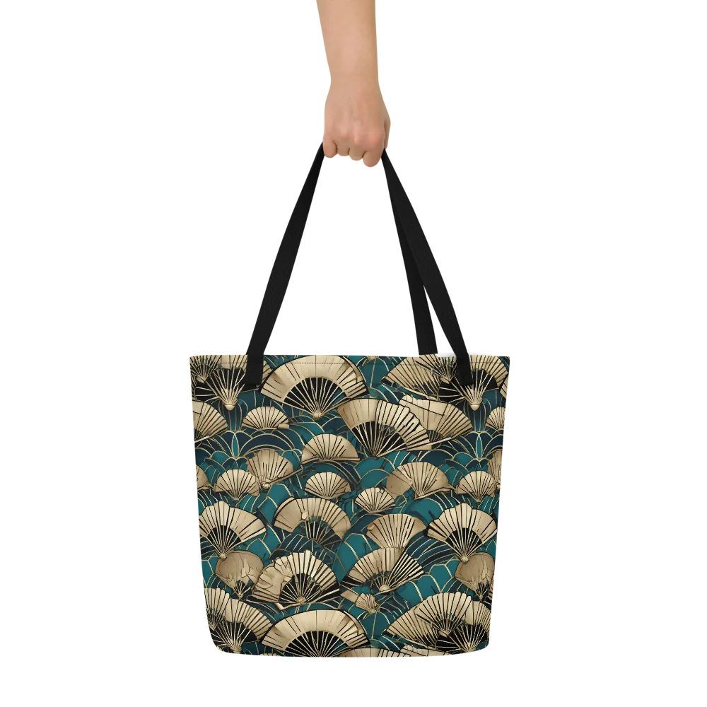 Gilded Fan Dance on Large Tote Bag W/ Pocket — Front