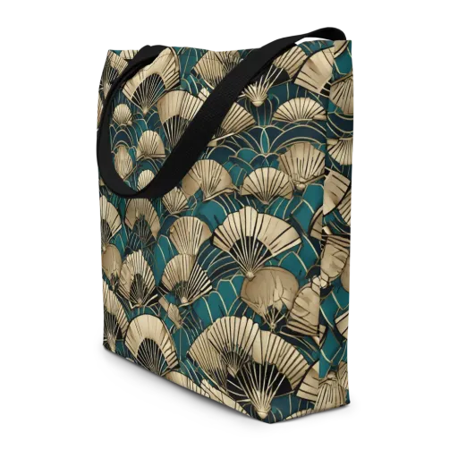 Gilded Fan Dance on a Large Tote Bag W/ Pocket