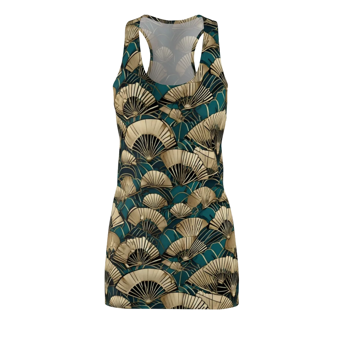 Gilded Fan Dance on Racerback Dress — Front