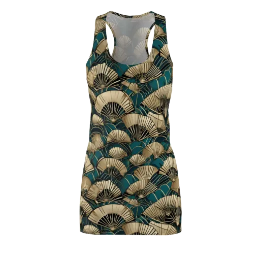 Gilded Fan Dance on a Racerback Dress