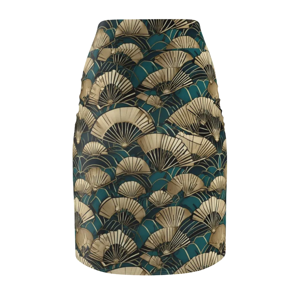 Gilded Fan Dance on Pencil Skirt — Back