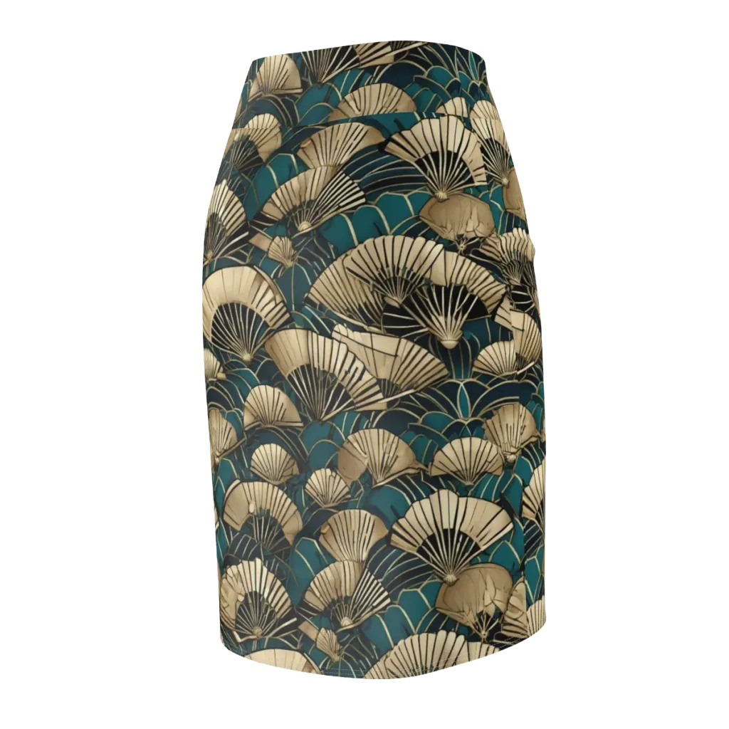 Gilded Fan Dance on Pencil Skirt — Back Side