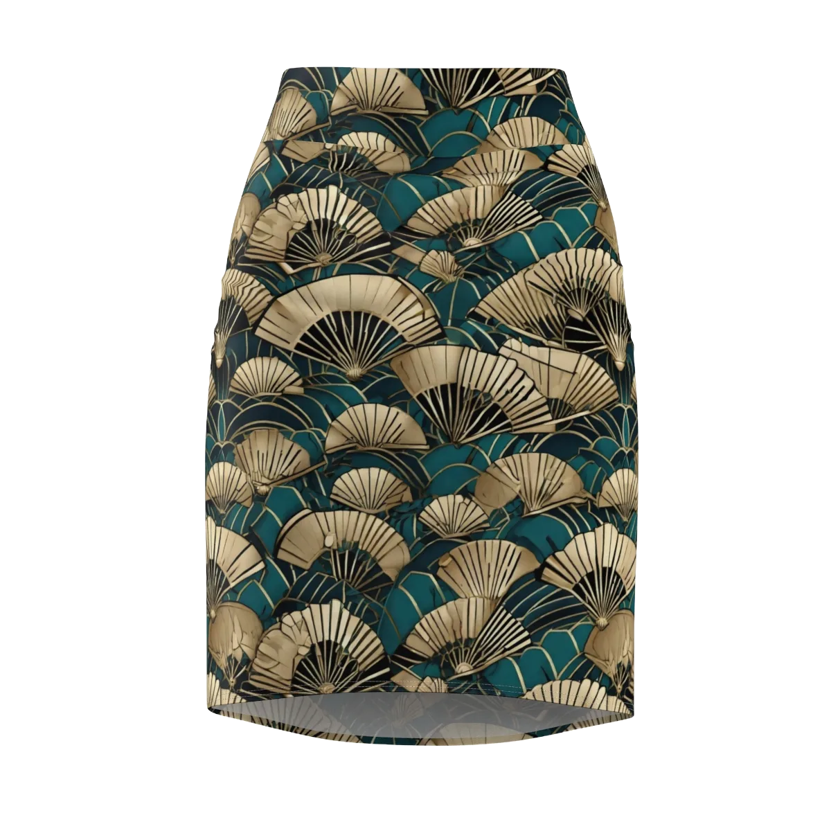 Gilded Fan Dance on Pencil Skirt — Front