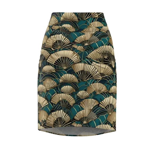 Gilded Fan Dance on a Pencil Skirt