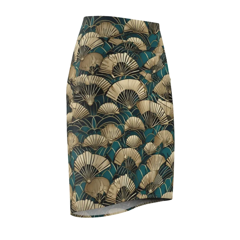 Gilded Fan Dance on Pencil Skirt — Front Side