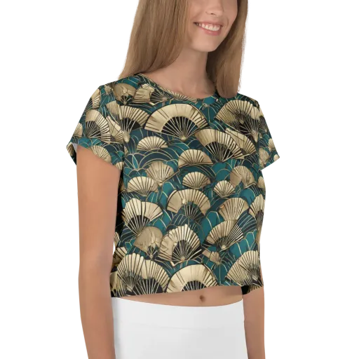 Gilded Fan Dance on a Crop Tee