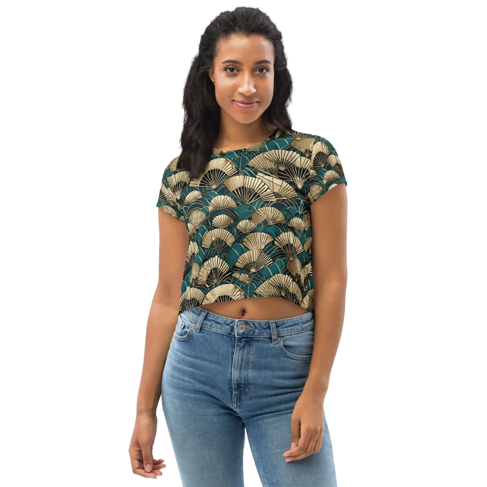Gilded Fan Dance on Crop Tee — Front