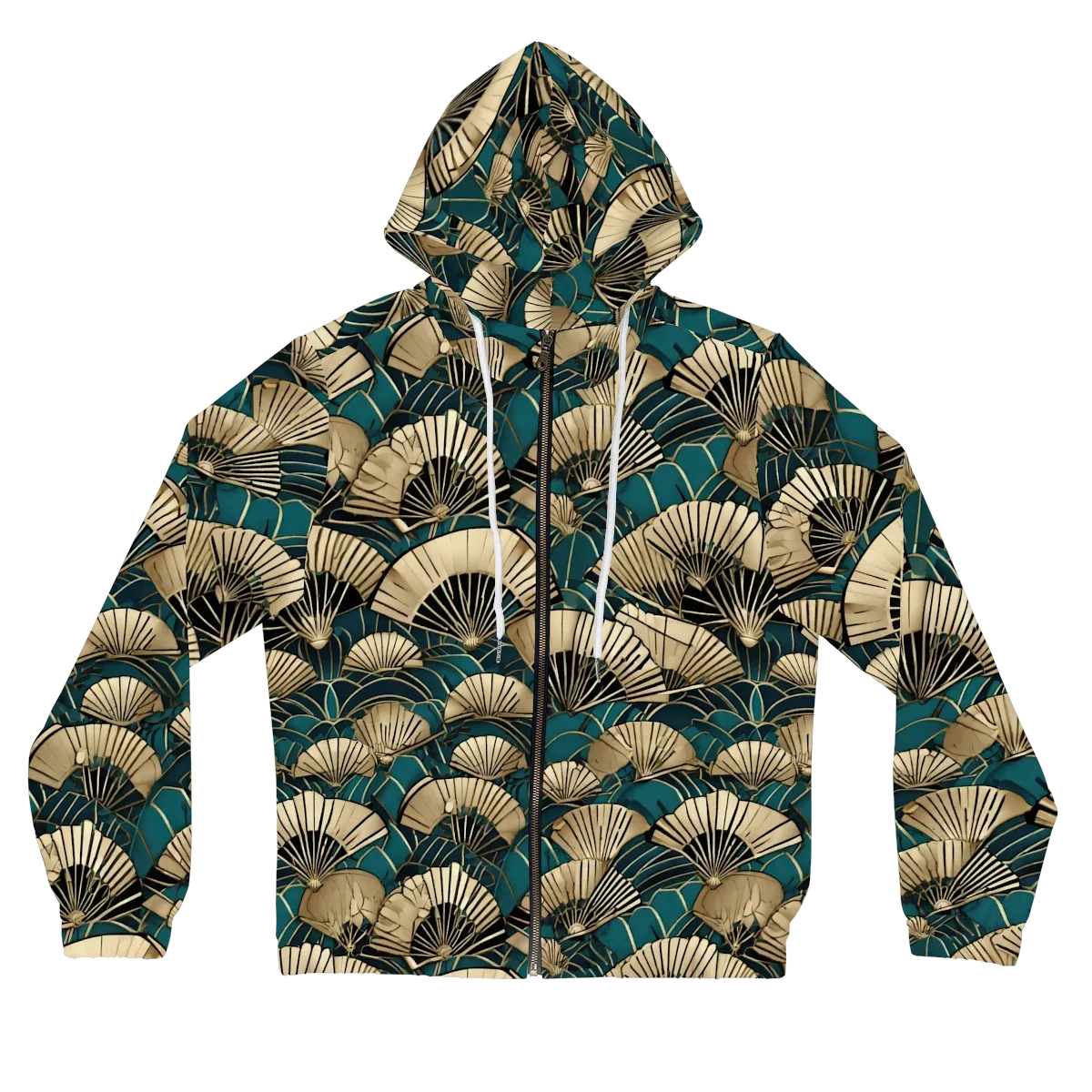 Gilded Fan Dance on Women's Full-Zip Hoodie — Front