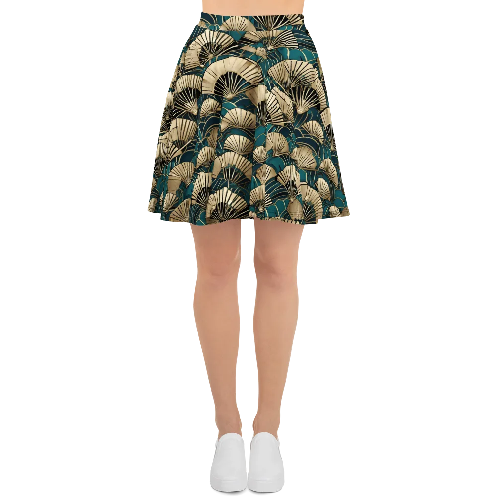 Gilded Fan Dance on Skater Skirt — Front