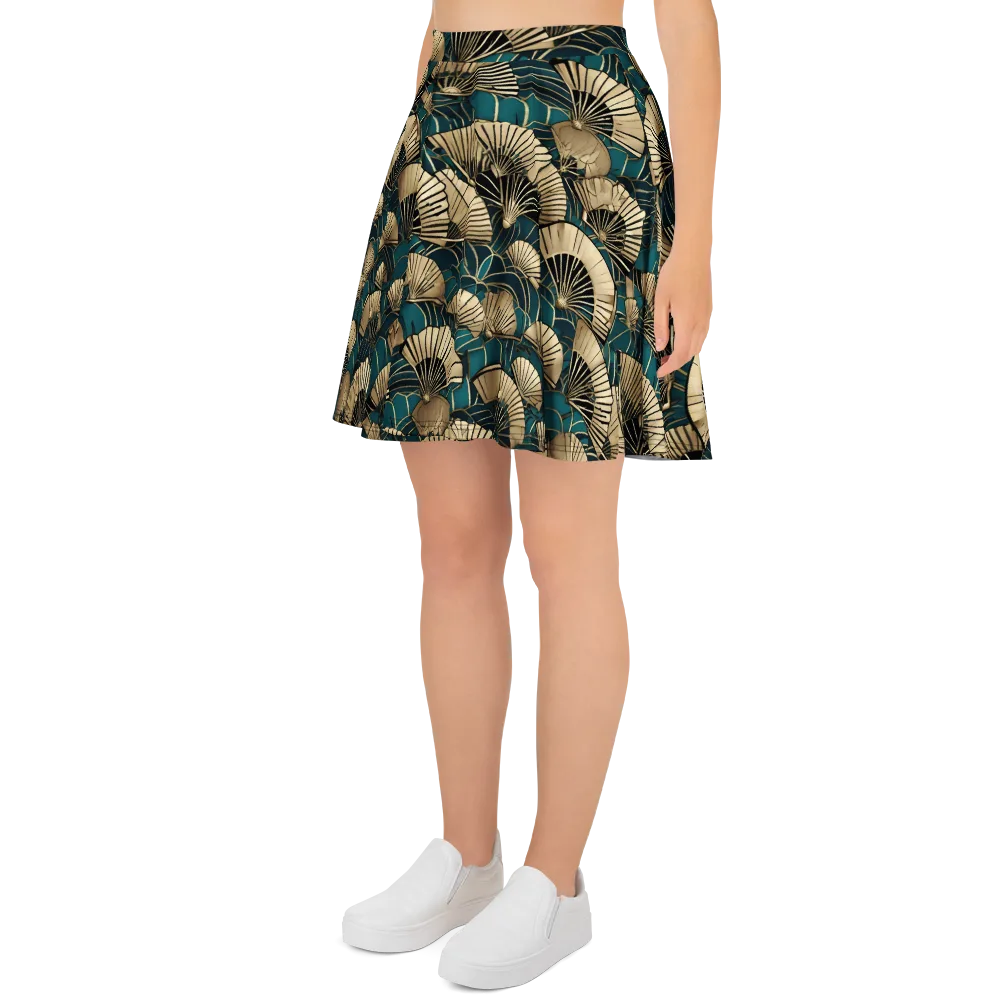 Gilded Fan Dance on Skater Skirt — Left
