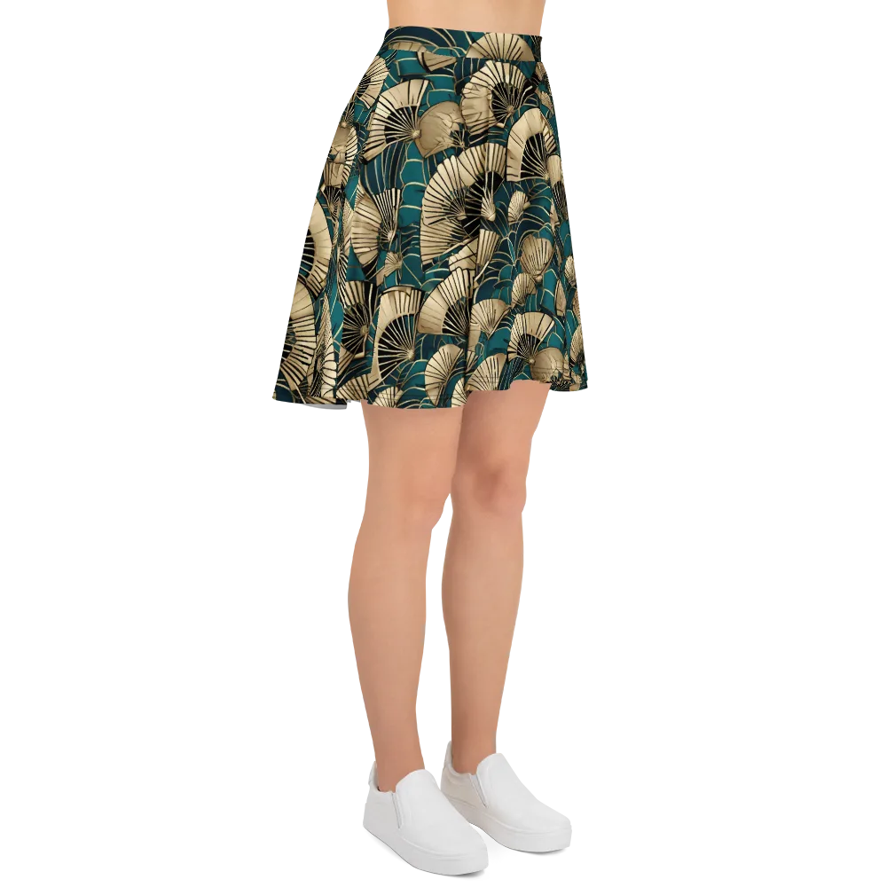 Gilded Fan Dance on Skater Skirt — Right