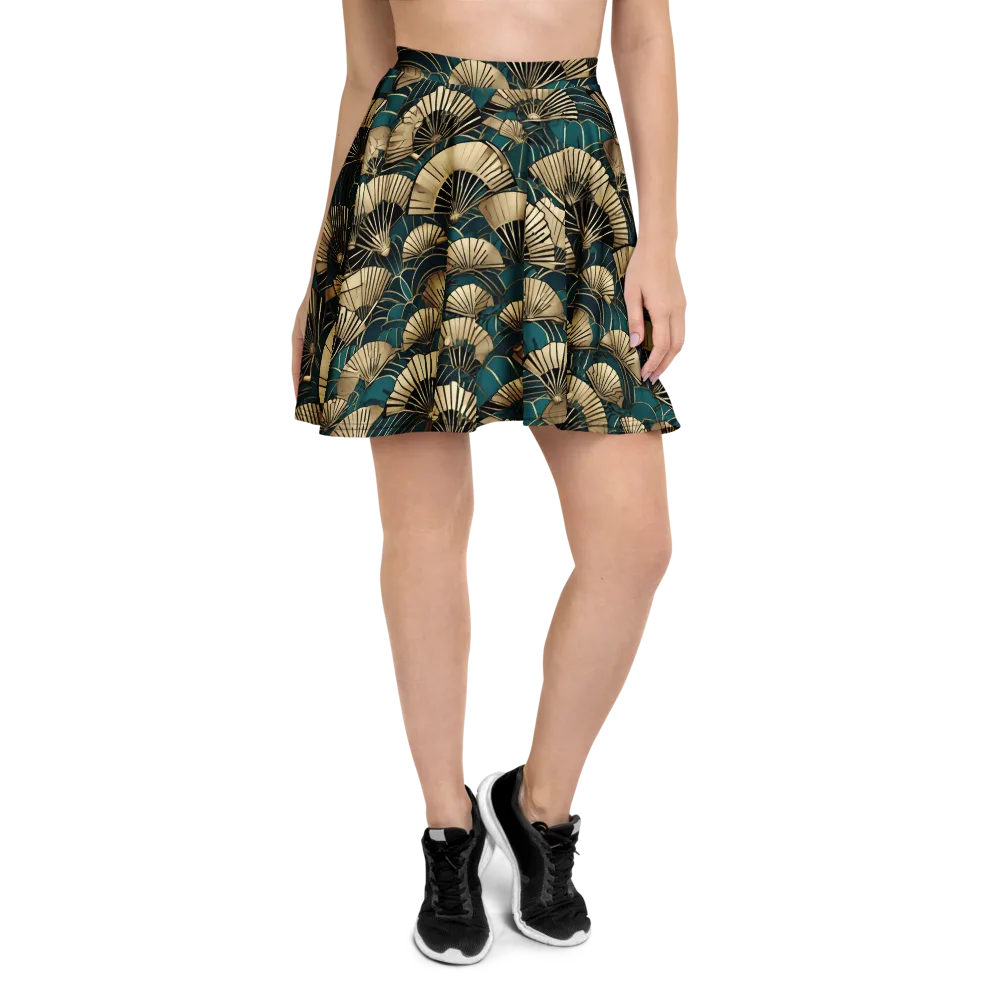 Gilded Fan Dance on Skater Skirt — Front