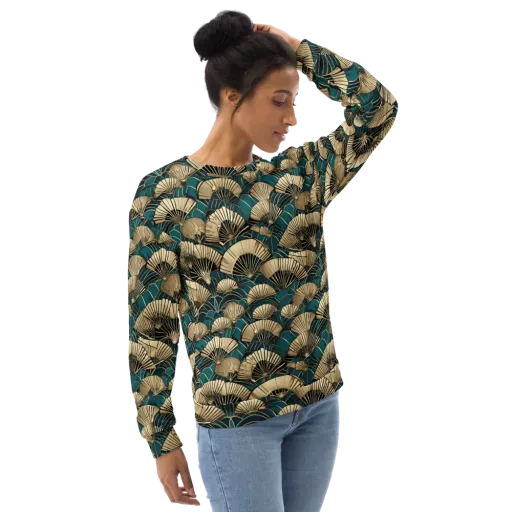 Gilded Fan Dance on a Sweatshirt