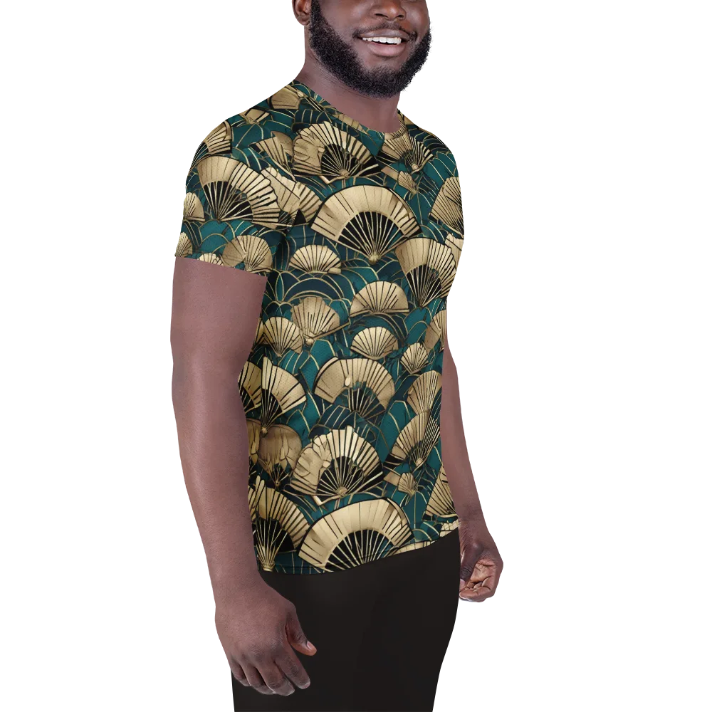 Gilded Fan Dance on Men's Athletic T-Shirt — Right