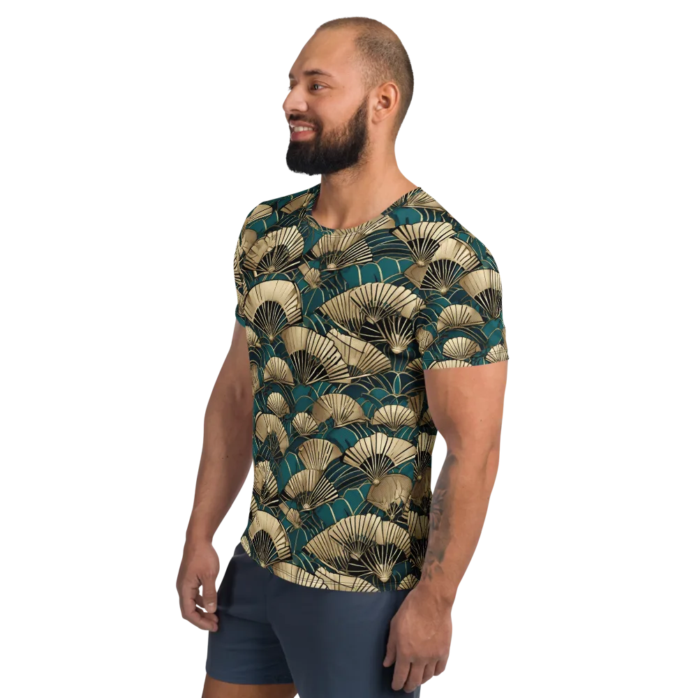 Gilded Fan Dance on Men's Athletic T-Shirt — Left